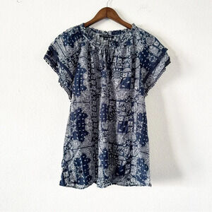Zac Rachel 3X Paisley Pom Pom Bandana Blouse New Coastal Cowgirl Bohemian